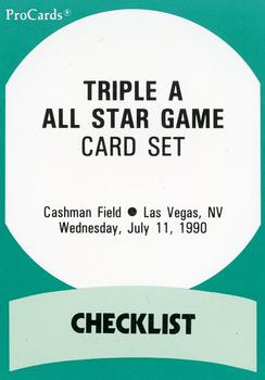 1990 ProCards Triple A All-Stars #AAA1 Checklist Front