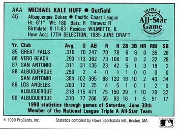 1990 ProCards Triple A All-Stars #AAA46 Mike Huff Back