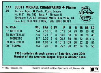 1990 ProCards Triple A All-Stars #AAA49 Scott Chiamparino Back
