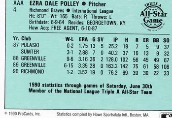 1990 ProCards Triple A All-Stars #AAA4 Dale Polley Back