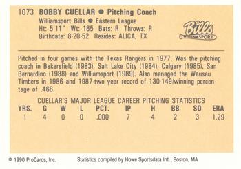 1990 ProCards #1073 Bobby Cuellar Back