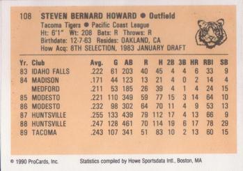 1990 ProCards #108 Steve Howard Back