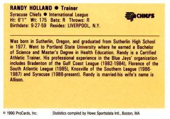 1990 ProCards #NNO Randy Holland Back