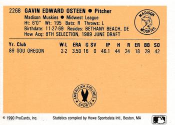 1990 ProCards #2268 Gavin Osteen Back