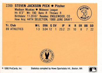 1990 ProCards #2269 Steve Peck Back