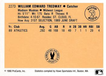 1990 ProCards #2273 Ed Tredway Back