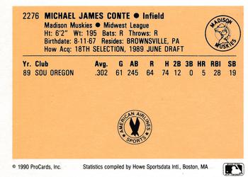 1990 ProCards #2276 Mike Conte Back