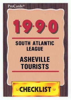 1990 ProCards #2738 Asheville Tourists Checklist Front