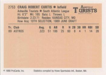 1990 ProCards #2753 Craig Curtis Back