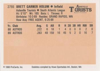 1990 ProCards #2755 Brett Holum Back