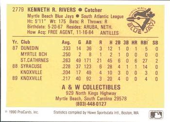 1990 ProCards #2779 Ken Rivers Back