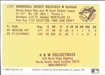 1990 ProCards #2787 Rickey Holifield Back