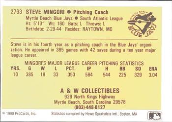 1990 ProCards #2793 Steve Mingori Back