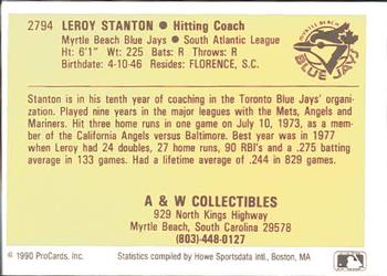 1990 ProCards #2794 Leroy Stanton Back