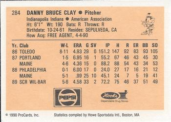 1990 ProCards #284 Danny Clay Back