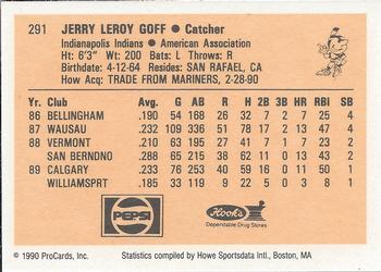 1990 ProCards #291 Jerry Goff Back