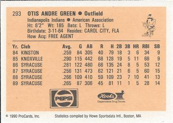 1990 ProCards #293 Otis Green Back