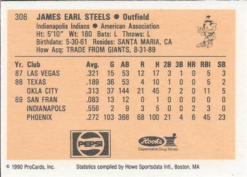 1990 ProCards #306 James Steels Back