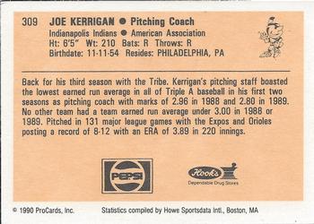 1990 ProCards #309 Joe Kerrigan Back