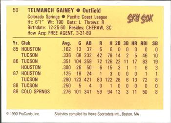 1990 ProCards #50 Ty Gainey Back