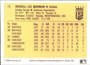 1990 ProCards #73 Russ Morman Back