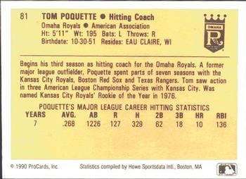1990 ProCards #81 Tom Poquette Back