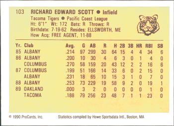 1990 ProCards #103 Dick Scott Back