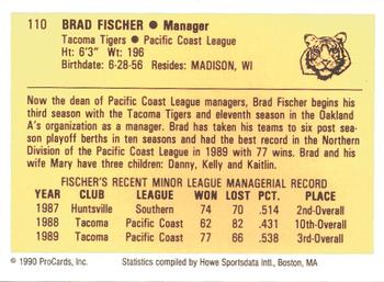 1990 ProCards #110 Brad Fischer Back
