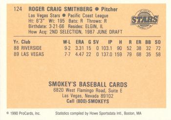 1990 ProCards #124 Roger Smithberg Back