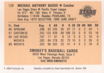 1990 ProCards #126 Mike Basso Back