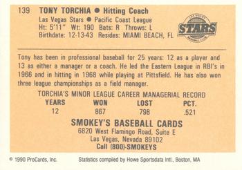 1990 ProCards #139 Tony Torchia Back