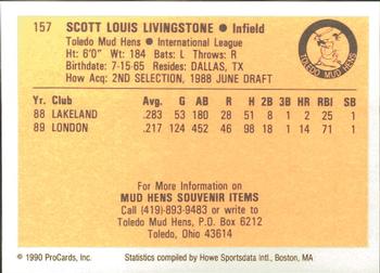 1990 ProCards #157 Scott Livingstone Back