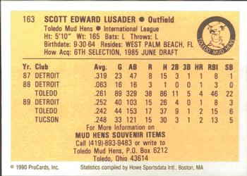 1990 ProCards #163 Scott Lusader Back