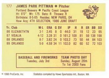 1990 ProCards #177 Park Pittman Back