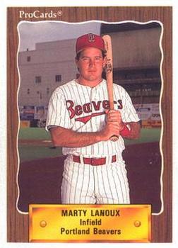 1990 ProCards #186 Marty Lanoux Front