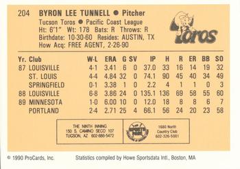 1990 ProCards #204 Lee Tunnell Back