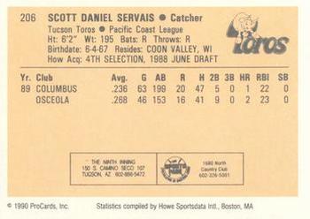 1990 ProCards #206 Scott Servais Back