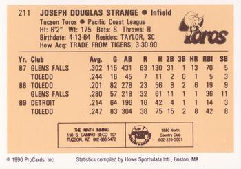 1990 ProCards #211 Doug Strange Back