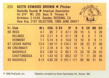 1990 ProCards #224 Keith Brown Back