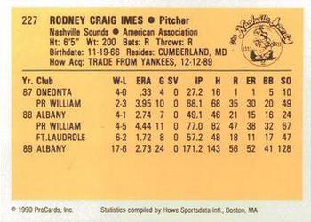 1990 ProCards #227 Rodney Imes Back