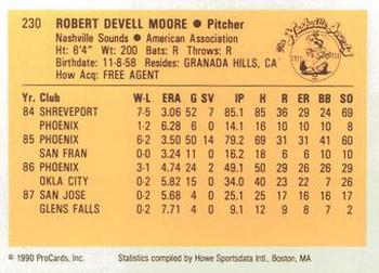 1990 ProCards #230 Robert Moore Back