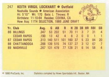 1990 ProCards #247 Keith Lockhart Back