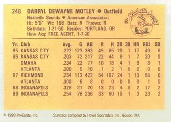 1990 ProCards #248 Darryl Motley Back