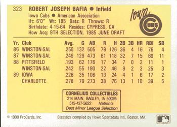 1990 ProCards #323 Bob Bafia Back