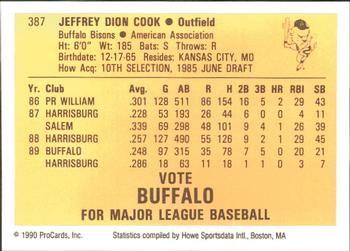 1990 ProCards #387 Jeff Cook Back