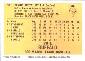 1990 ProCards #388 Scott Little Back