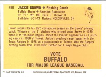 1990 ProCards #390 Jackie Brown Back