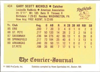1990 ProCards #404 Scott Nichols Back