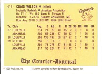 1990 ProCards #413 Craig Wilson Back
