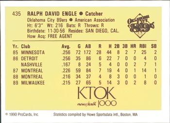 1990 ProCards #435 Dave Engle Back